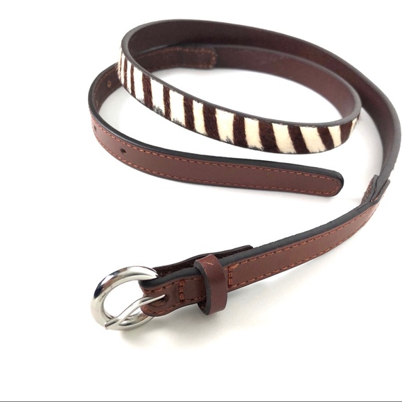 Loft Ann Taylor leather and calf hair zebra belt - Picture 1 of 8
